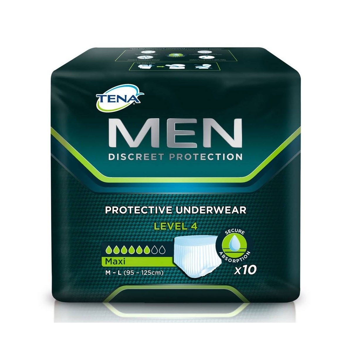 tena men protective underwear level 4 t m l